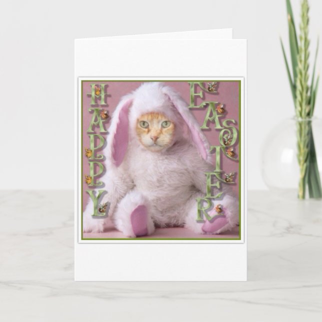 Tarjeta Festiva Conejito de pascua del gato Claude (Anverso)