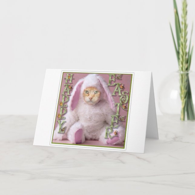 Tarjeta Festiva Conejito de pascua del gato Claude (Anverso)