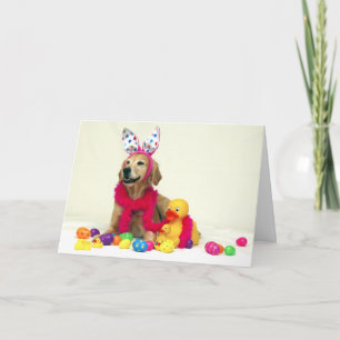 Tarjeta Festiva Conejito de pascua del golden retriever