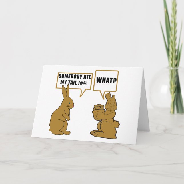 Tarjeta Festiva Conejito de pascua divertido del chocolate (Anverso)