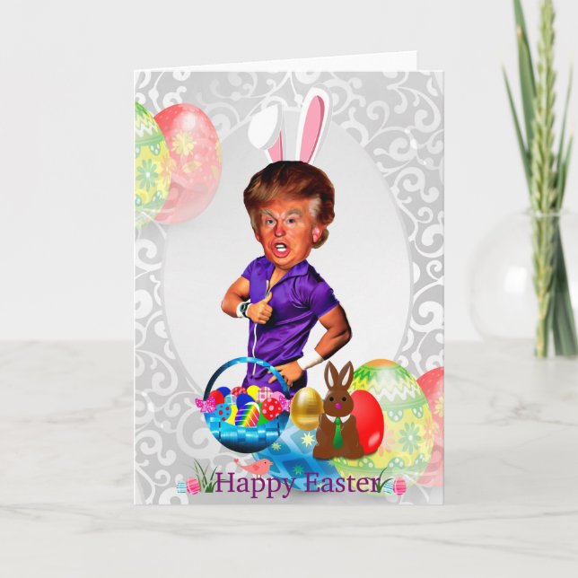 Tarjeta Festiva conejito de pascua Donald Trump (Anverso)