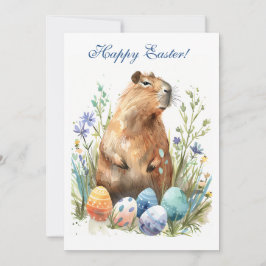 Tarjeta Festiva Conejito de Pascua emocionante: Capybara extravaga