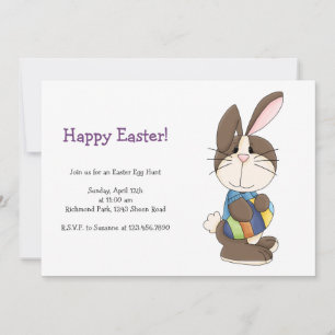 Tarjeta Festiva Conejito de pascua en camisa azul