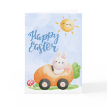 Conejito de Pascua en carro arrojo