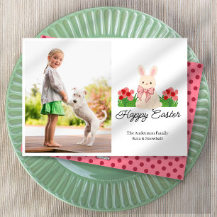 Tarjeta Festiva Conejito de Pascua entre Flores