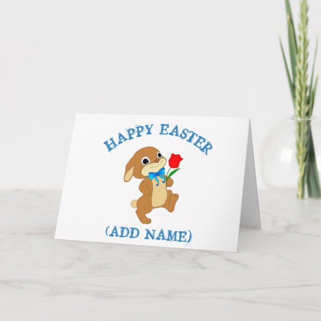 Tarjeta Festiva Conejito de pascua feliz personalizado con la (Anverso)