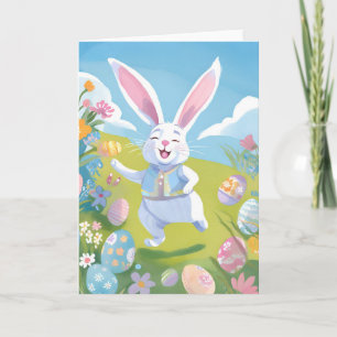 Tarjeta Festiva Conejito de Pascua Flor silvestre pastel de Pasc
