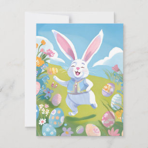 Tarjeta Festiva Conejito de Pascua Flor silvestre pastel de Pasc
