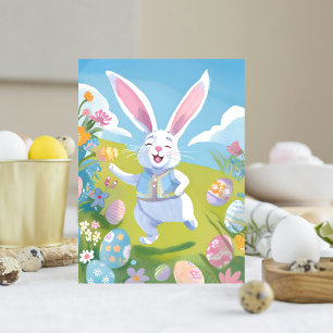 Tarjeta Festiva Conejito de Pascua   Flor silvestre pastel de Pasc