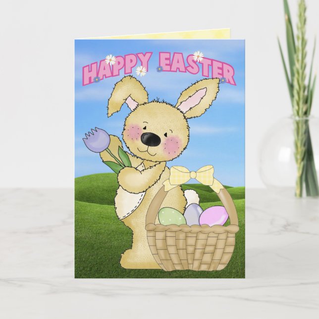 Tarjeta Festiva Conejito de pascua lindo (Anverso)