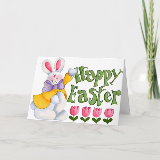 Tarjeta Festiva Conejito de pascua lindo (Anverso)