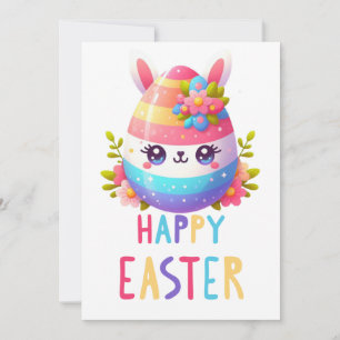 Tarjeta Festiva Conejito de Pascua lindo y colorido