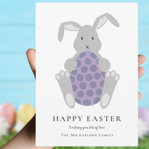 Tarjeta Festiva Conejito de Pascua y Huevo Personalizados y Lindos