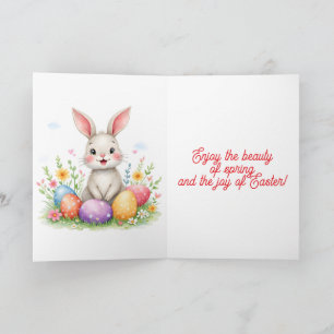 Tarjeta Festiva Conejito de Pascua y Huevos Colección Moderna