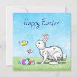 Tarjeta Festiva Conejito de Pascua y Huevos de Pascua