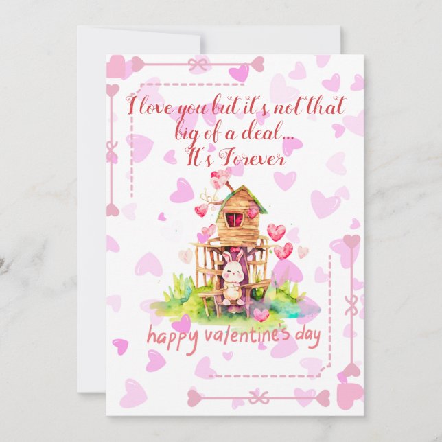 Tarjeta Festiva conejito enamorado Saludo san Valentin (Anverso)