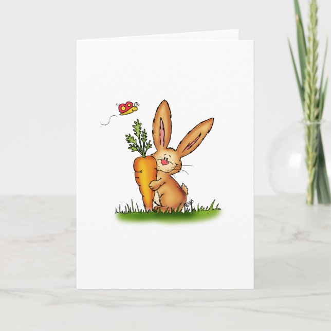 Tarjeta Festiva Conejito lindo con la zanahoria de Gerda (Anverso)