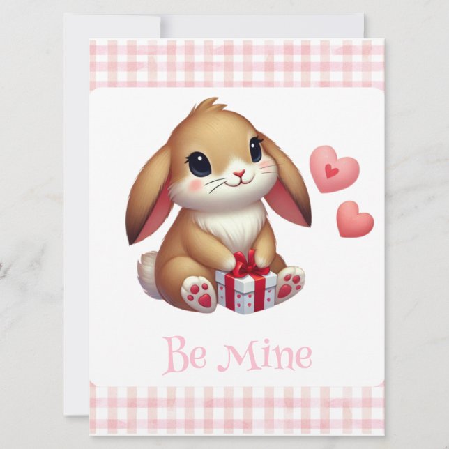 Tarjeta Festiva Conejito lindo del día de San Valentín  (Anverso)