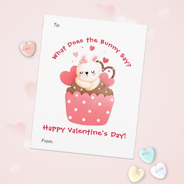 Tarjeta Festiva Conejito lindo en El día de San Valentín de niños  (Subido por el creador)