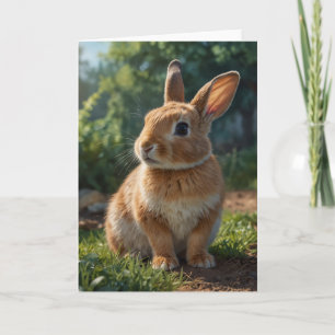 Tarjeta Festiva Conejito lindo jardín de cottage inglés de Pascua