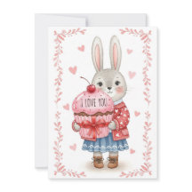 Conejito Lindo Sosteniendo Cupcake Rosado