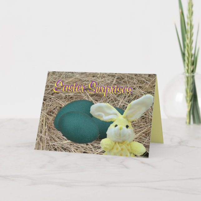 Tarjeta Festiva Conejito-personalizar chocado de Pascua (Anverso)