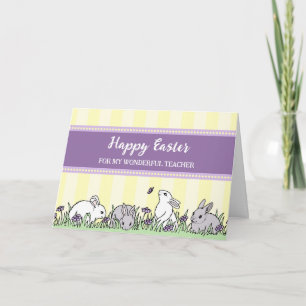 Tarjeta Festiva Conejitos de Pascua Feliz Maestro de Pascua