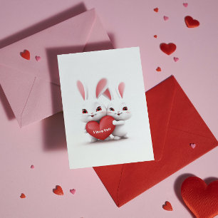 Tarjeta Festiva Conejitos del Amor   Texto Personalizado y Nombre 