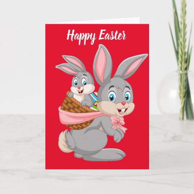 Tarjeta Festiva Conejitos Felices de Pascua (Anverso)