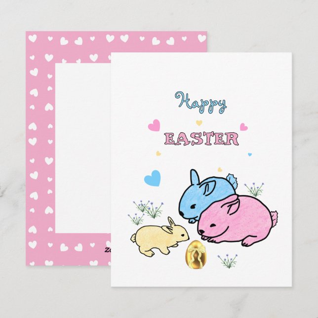 Tarjeta Festiva Conejitos lindos  (Anverso / Reverso)
