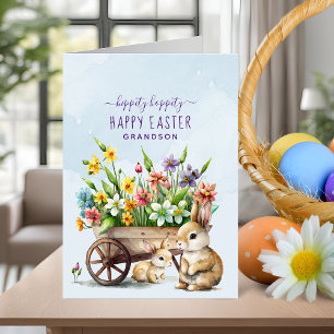 Tarjeta Festiva Conejitos Personalizados Nieto Pascua