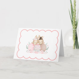 Tarjeta Festiva Conejo acuarela rosa