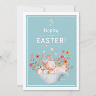 Tarjeta Festiva Conejo acuático conejo en una Pascua de Baño de Bu