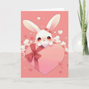 Tarjeta Festiva Conejo Blanco Amor Tierno