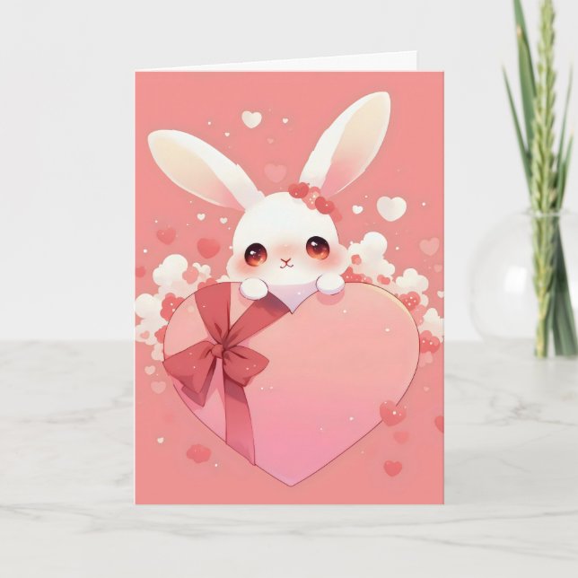Tarjeta Festiva Conejo Blanco Amor Tierno (Anverso)