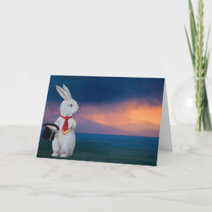 Tarjeta Festiva Conejo blanco antropomorfo en New México