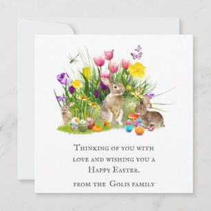 Tarjeta Festiva Conejo caprichoso de acuarela Collage Pascua