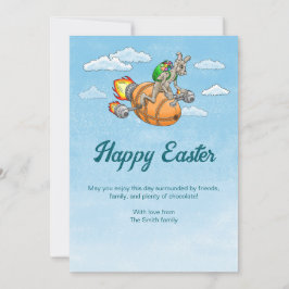 Tarjeta Festiva Conejo Cohete de Pascua