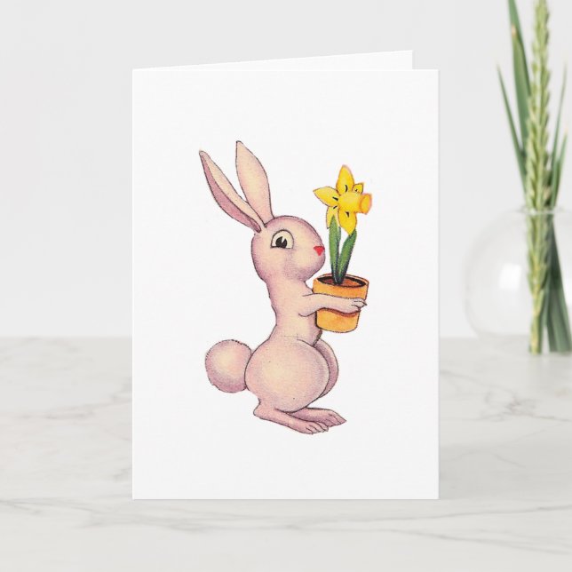 Tarjeta Festiva Conejo con Narciso (Anverso)