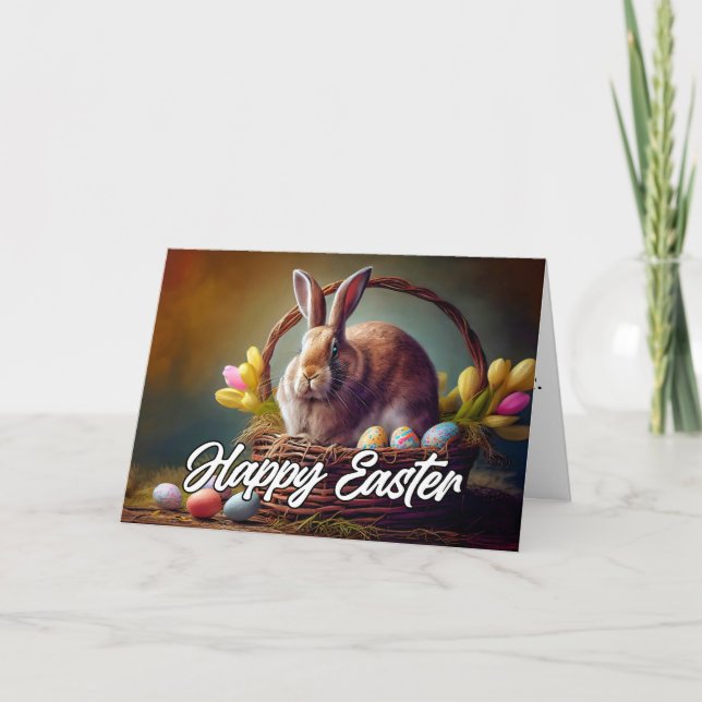 Tarjeta Festiva Conejo Cute Happy Easter (Anverso)