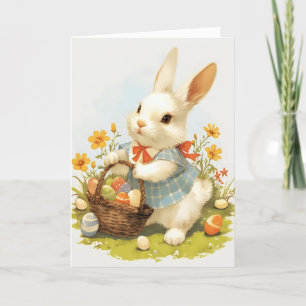 Tarjeta Festiva Conejo Cute Retro de Pascua