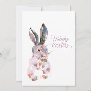 Tarjeta Festiva Conejo de acuarela feliz de Pascua