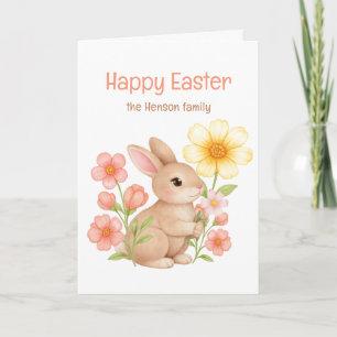 Tarjeta Festiva Conejo de Acuarela Personalizado Feliz Pascua 