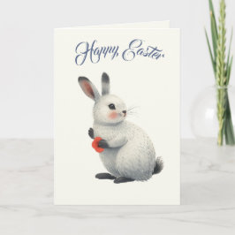 Tarjeta Festiva Conejo de Acuarela y Amapola Silvestre Personaliza