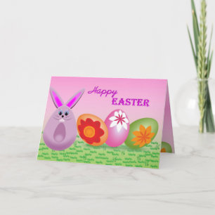 Tarjeta Festiva Conejo de bonito y huevos de Pascua
