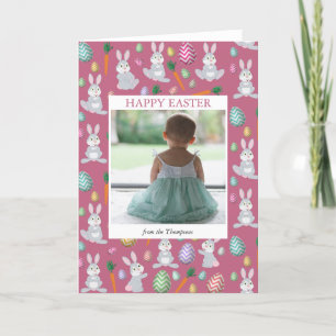 Tarjeta Festiva Conejo de conejo conejito rosa de pascua fotográfi