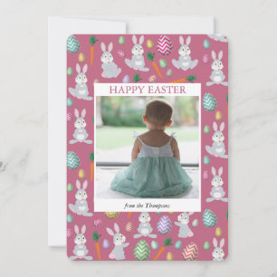 Tarjeta Festiva Conejo de conejo conejito rosa de pascua fotográfi