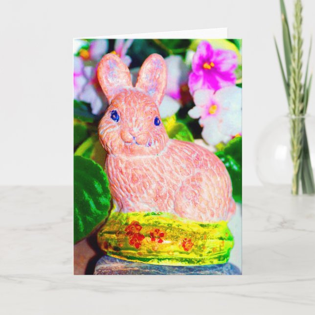 Tarjeta Festiva Conejo de conejo de conejito kitschy (Anverso)