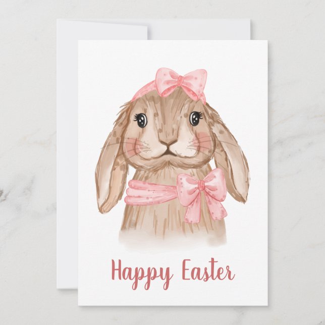 Tarjeta Festiva Conejo de conejo de pascua acuarela (Anverso)