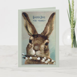 Tarjeta Festiva Conejo de conejo de Semana Santa con rama de sauce
